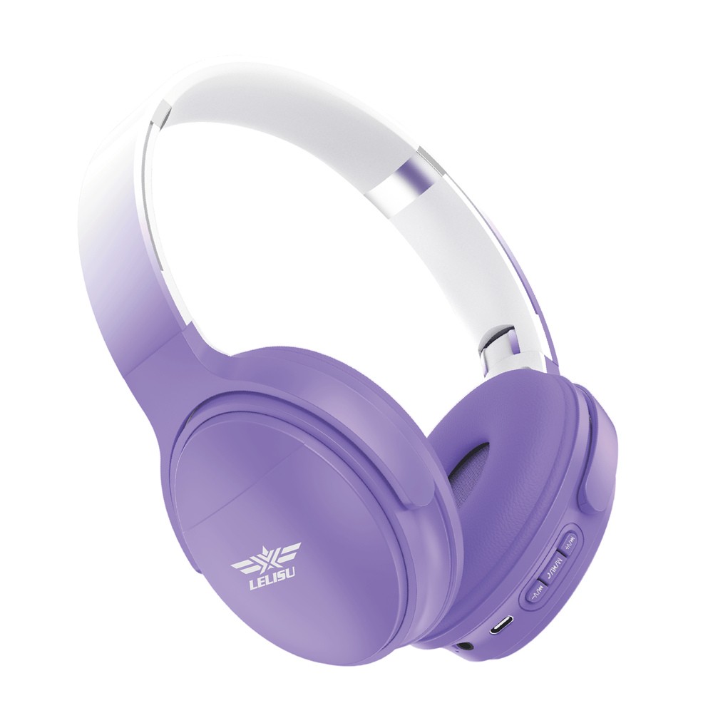 LS-233 Wireless Bluetooth Headphone With Microphone On-Ear Headset Sports Gaming Headphones PURPLE