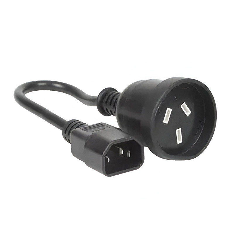 3 Core Power Cord with Mains Socket to IEC-C14 - 15cm