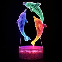 3D Night Light Dolphin LED Color Changing Light Bedroom Decorative Light Children's Birthday Gift