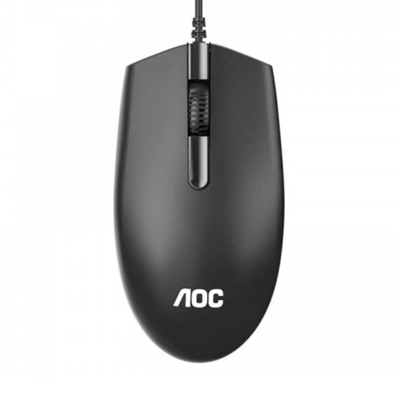 AOC MS100 Optical 1200DPI Silent Wired USB Mouse - Black (MO-MS100B)