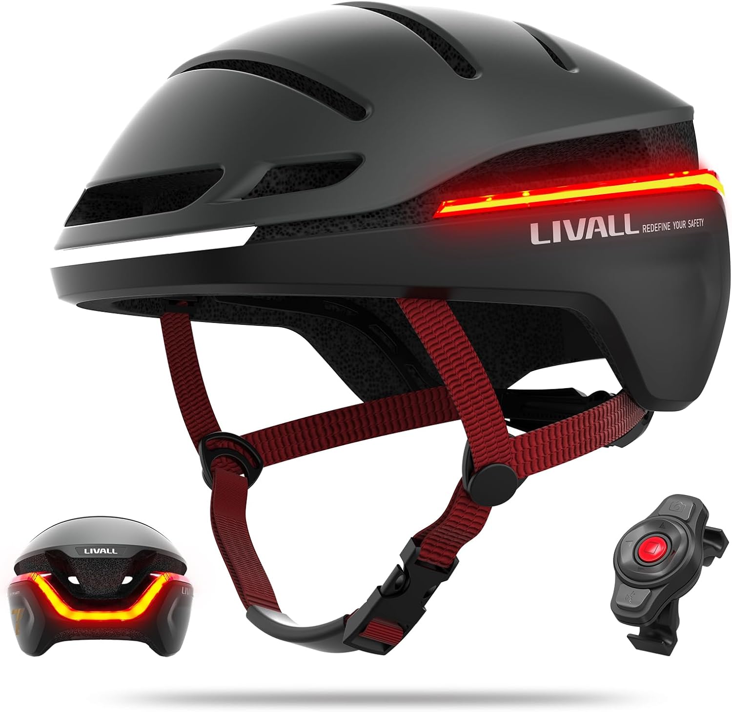 LIVALL EVO21 Smart Bike Helmet with Light, Smart Helmet with Wide-Angle Light | Turn Signals | Brake Warning Light  - Black - L 58-62cm