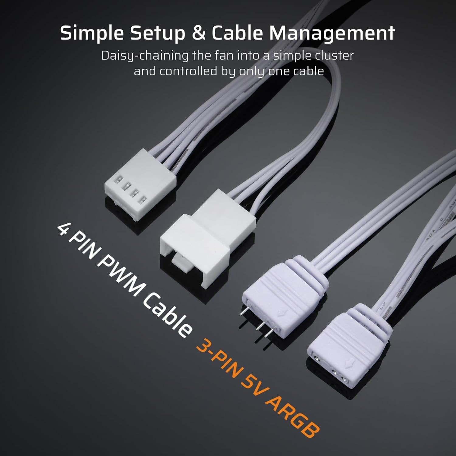 LTC CF-121D 120mm PC Daisy-Chain Connection 5V 3Pin ARGB Lighting 4 Pin PWM Case Fan 120x120x25mm, 3 Pack, White