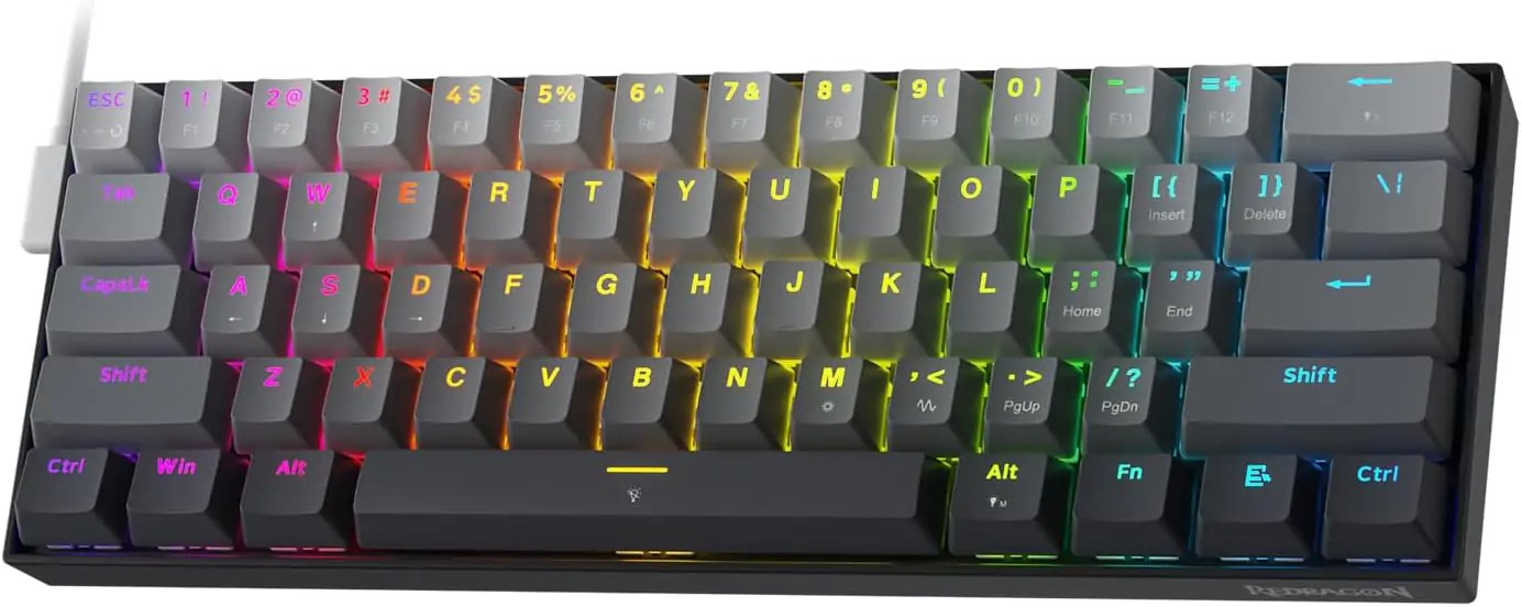 Redragon K617 Rapid Trigger Gaming Keyboard, 60% 61 Keys Wired Mechanical Keyboard w/Hyper-Fast Actuation, Dedicated Magnetic Switch, Actuation Point 