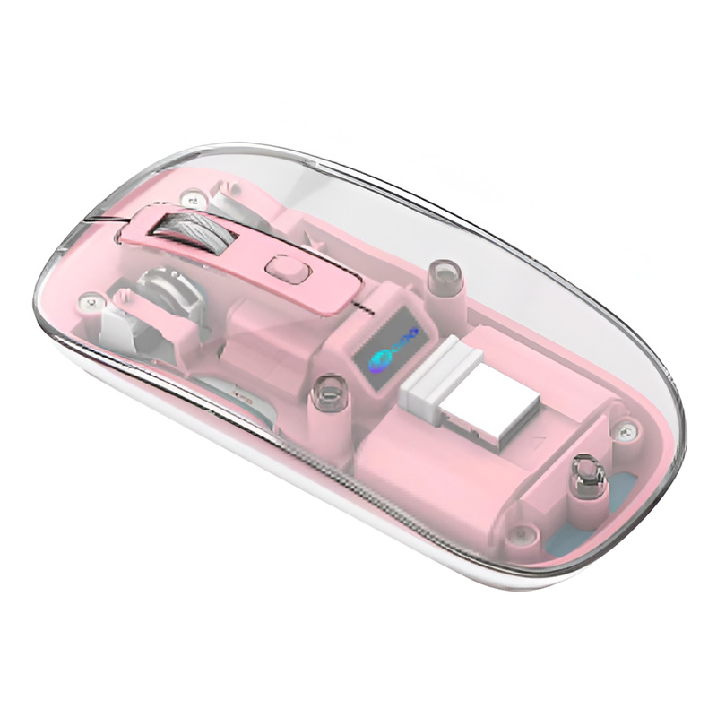 Lenovo Lecoo WA215 Dual-Mode Transparent 2.4G+Bluetooth Mouse - Pink (MW-WS215DM-P)