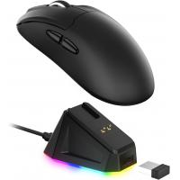 LTC GM022 Superlight 3-Mode Wireless Gaming Mouse with RGB Charging Dock, PAW3395 26K DPI Sensor, 55G Lightweight Ergonomic Bluetooth Gaming Mouse