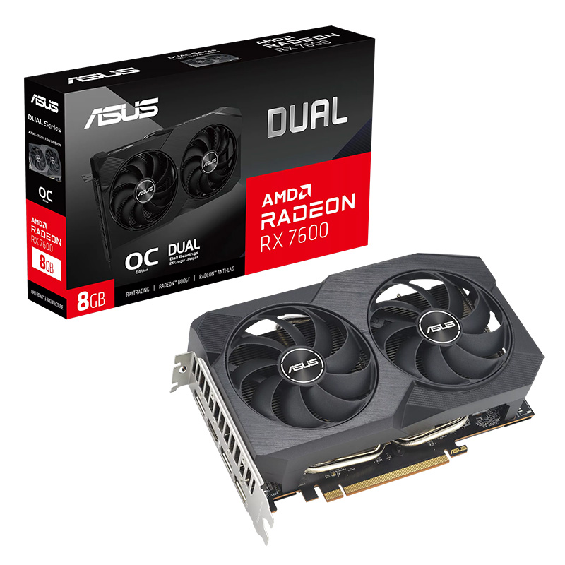 Asus Dual Radeon RX 7600 V2 OC 8G Graphics Card (DUAL-RX7600-O8G-V2)