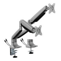 Brateck Dual Screen Heavy-Duty Mechanical Spring Monitor Arm with USB Port 17in-35in Monitors - Matte Silver (LDT82-C024UCE-SV)