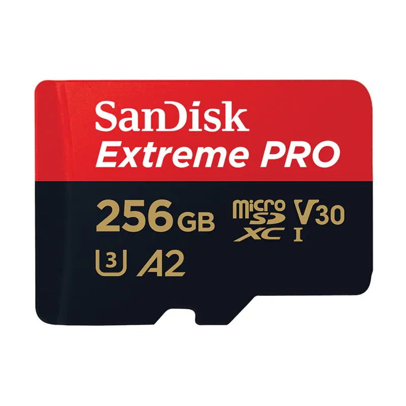 SanDisk Extreme Pro 256GB UHS-I V30 U3 A2 MicroSDXC Card (SDSQXCD