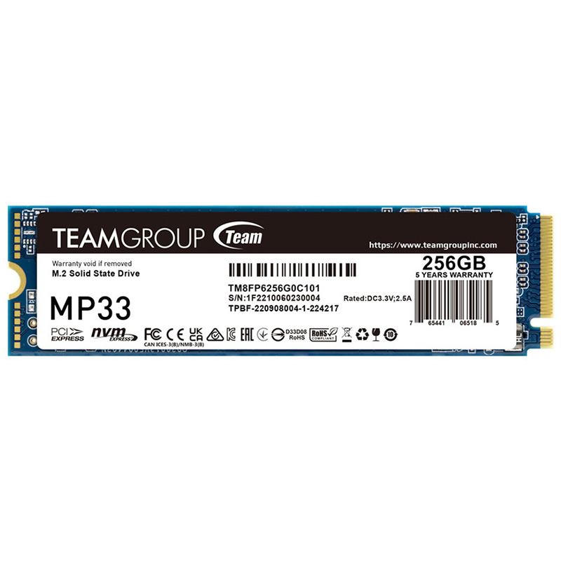 Team MP33 256GB PCIe 3.0 M.2 NVMe SSD (TM8FP6256G0C101)