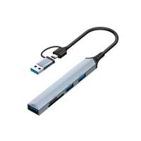 SEEDREAM remax 5 in 1 Hub Type C Type A to USB3.0 USB2.0 SD TF Card Multi Splitter Adapter RU-U7 Silver  