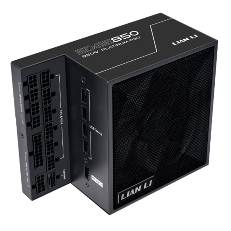 Lian Li 850W Edge Series T-Shaped 80+ Platinum Fully Modular ATX 3.1 Power Supply with 4 Port USB Hub - Black (EG0850.BE)