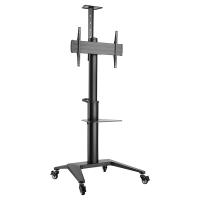 Brateck Ultra-Modern Aluminum TV Cart (Landscape/Portrait Orientation) Fit 37in-70in Up to 70Kg - Black (TTV12-46TW-B)