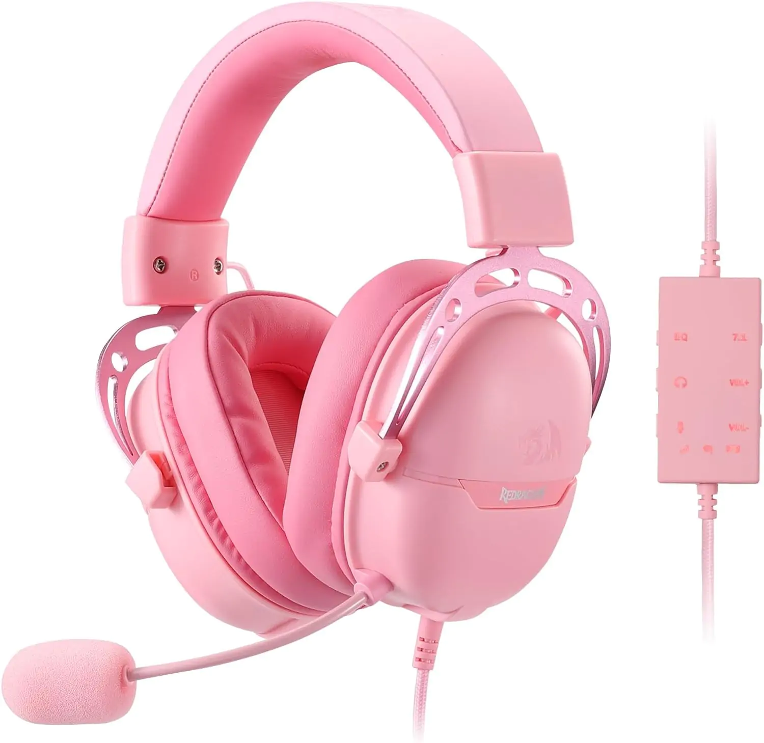 Redragon H376 Aurora Wired Gaming Headset Surround Sound Over-Ear  Headphone 240g Lightweight 40 MM Audio Drivers,Pink