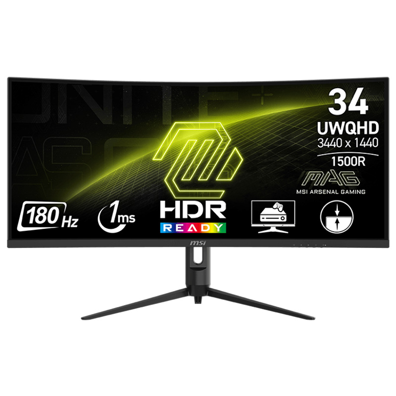 MSI MAG 34in UWQHD VA 180Hz Adaptive-Sync Curved Gaming Monitor (MAG 342CQR E2)