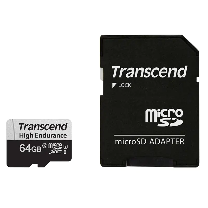 Transcend 64GB High Endurance U1 Micro SD Card with Adapter for DashCam (TS64GUSD350V)