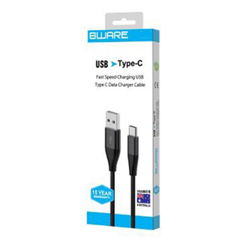 8Ware Premium Samsung Certified Speed Charging USB-C Cable 2m - Black