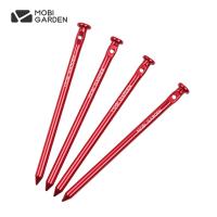 Mobi Garden Outdoor Camping Tent Accessories,Aluminum Alloy Heavy-Duty Windproof Ground Stakes and Tent Pegs - Red