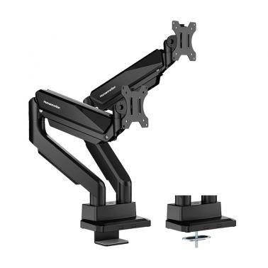 Humanmotion Dual Screen Heavy Duty Epic Gas Spring Aluminum Steel Monitor Arm for up to 17in-35in 1-15kg - Matte Black (T9-2B) - OPENED BOX 90062