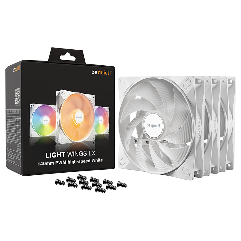 be quiet! Light Wings LX 140mm PWM High-Speed Fan Triple Pack - White (BL131)