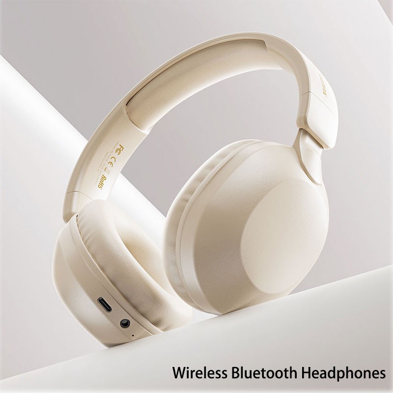 Bluetooth 5.4 Headphones, ENC Call Noise Canceling with Over Ear Wireless Headset Foldable with 120H Playback, Stereo Bass White