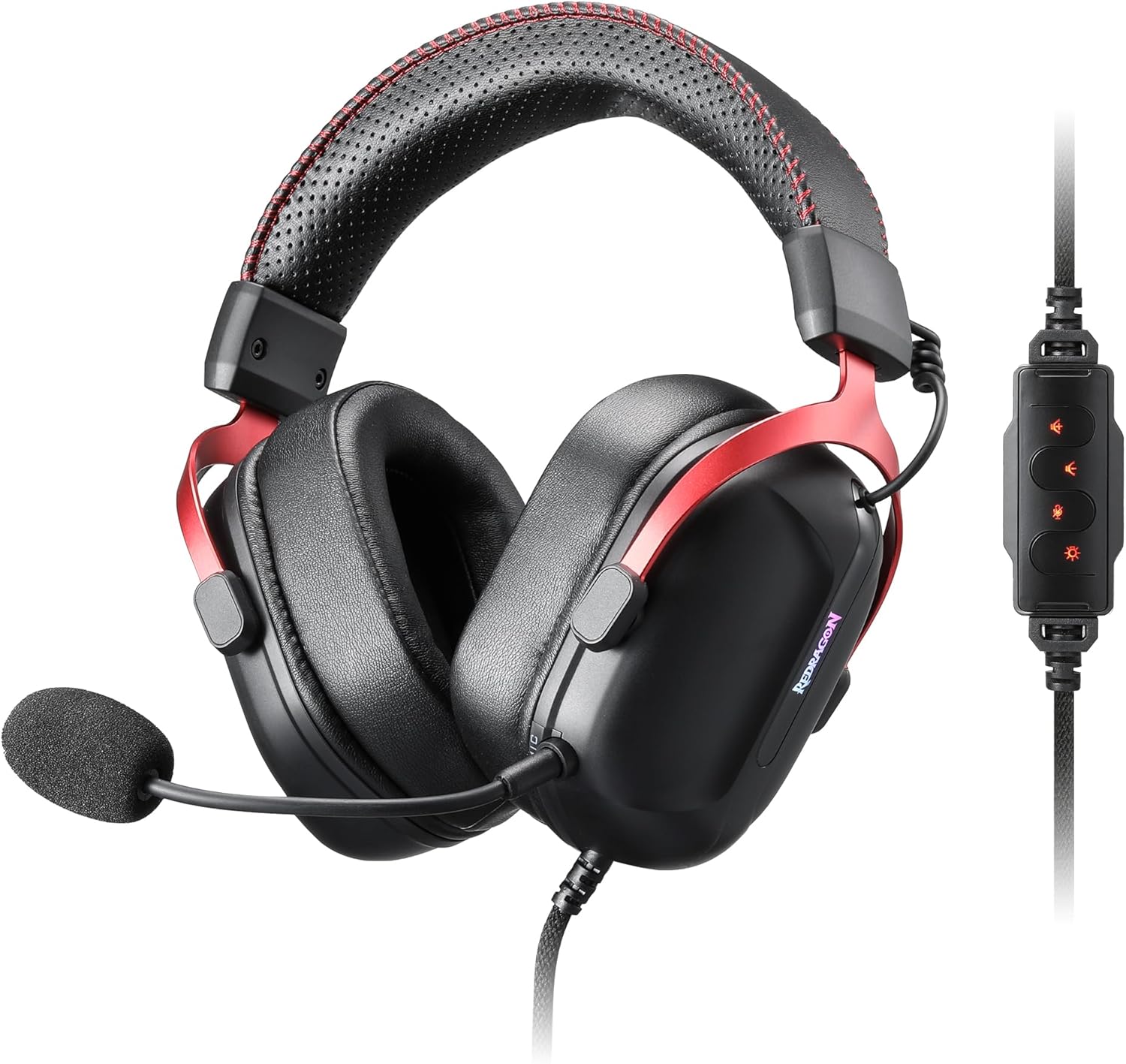 Redragon H312 Wired Gaming Headset, 7.1 Surround Sound, 50 mm Drivers, PU Leather Foam Ear Pads, Detachable Noise-canceling Micr, Blackophone