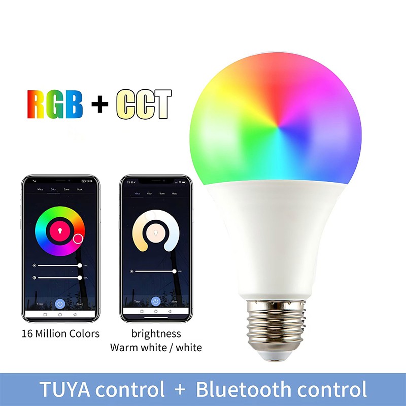 Smart Light Bulbs WiFi+BT LED Bulb APP Control Dimmable Multicolor RGB CCT Compatible with Alexa Google Home SmartThings 