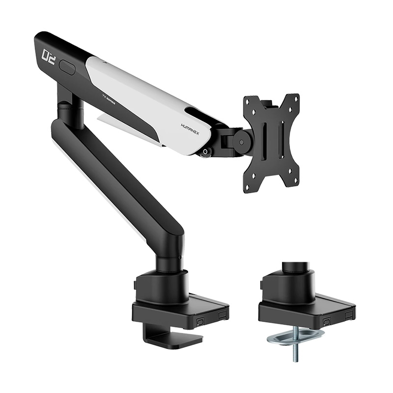 Humanmotion Single Screen Aluminum Monitor Arm for up to 17in-40in 2-12kg - Matte Black and White (TX02-1B)