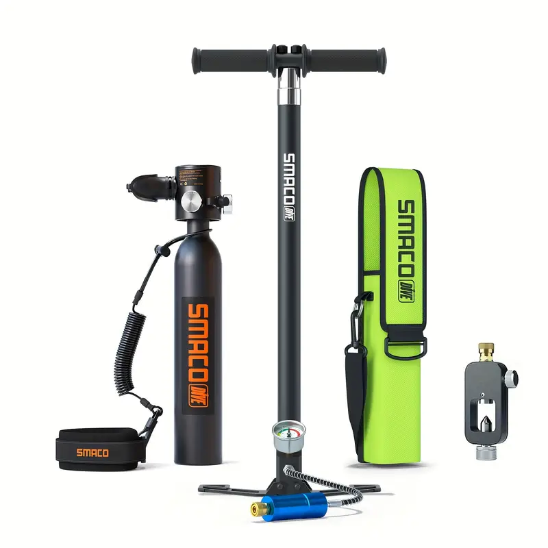SAMCO S300Plus 0.5L Scuba Tank Diving Tank-Black + 0.5L Backpack + 2nd Hand Pump + Scuba Adapter