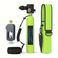 CHIKADIV C300Plus 0.5 Liter Mini Diving Cylinder-Green, up to 6-10 minutes, Portable Diving Cylinder with Scuba Adapter and Backpack