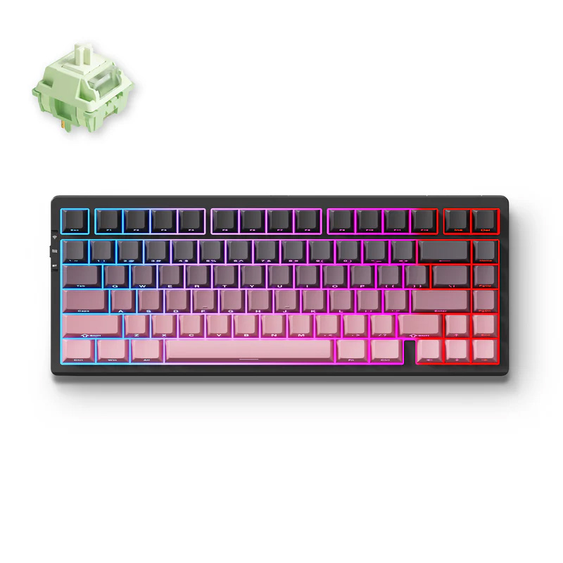 MCHOSE G75 Pro 75% Layout Hot-Swap Wireless Mechanical Keyboard Matcha Latte Switch - Black Pink (KBMCG7516)