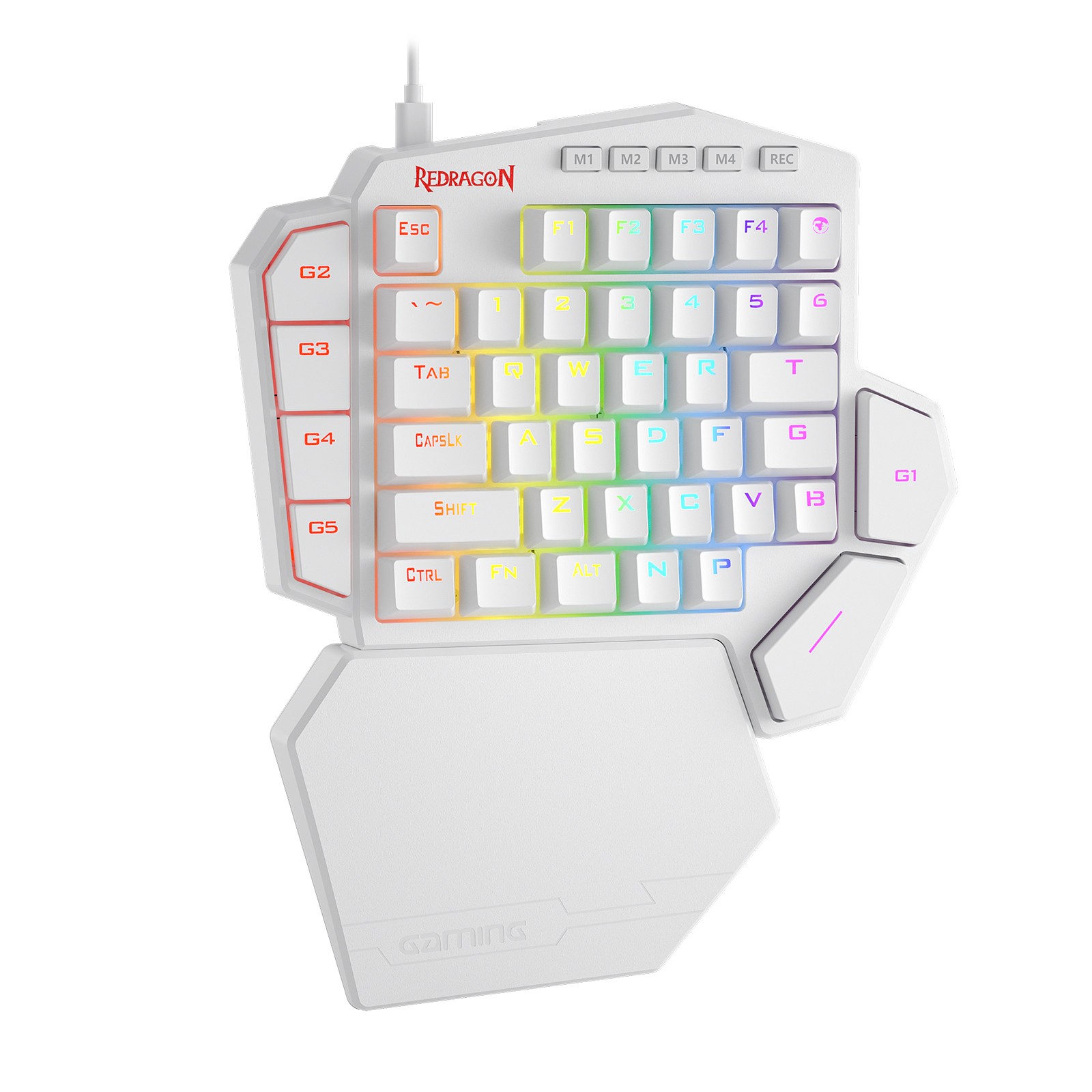 Redragon K585 DITI One-Handed RGB Mechanical Gaming 42 Keys Type-C Upgraded Hot-Swappable Keyboard, Detachable Wrist Rest,Blue Switch