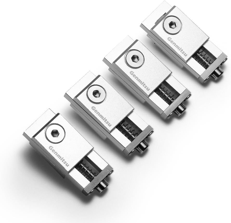 Genmitsu 4PCS Upgrade Aluminum Mini Vise Clamp Toe Clamp, High-Precision CNC Router Clamp,Size 2.2" x 0.9" x 0.8" (56 x 22 x 21mm), Low Profile