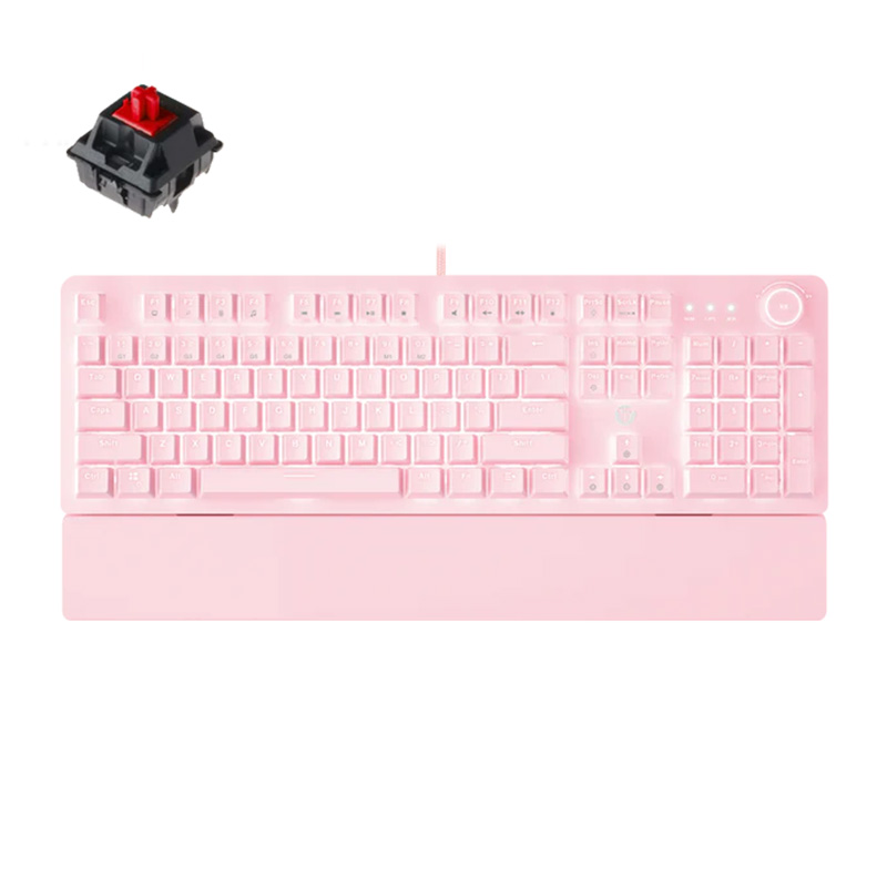 Fantech MK853 Maxpower White LED Backlight Wired Mechanical Pink Gaming Keyboard with Outemu Red Switch and Pink Wrist Rest (KBFTMK853PKRE)