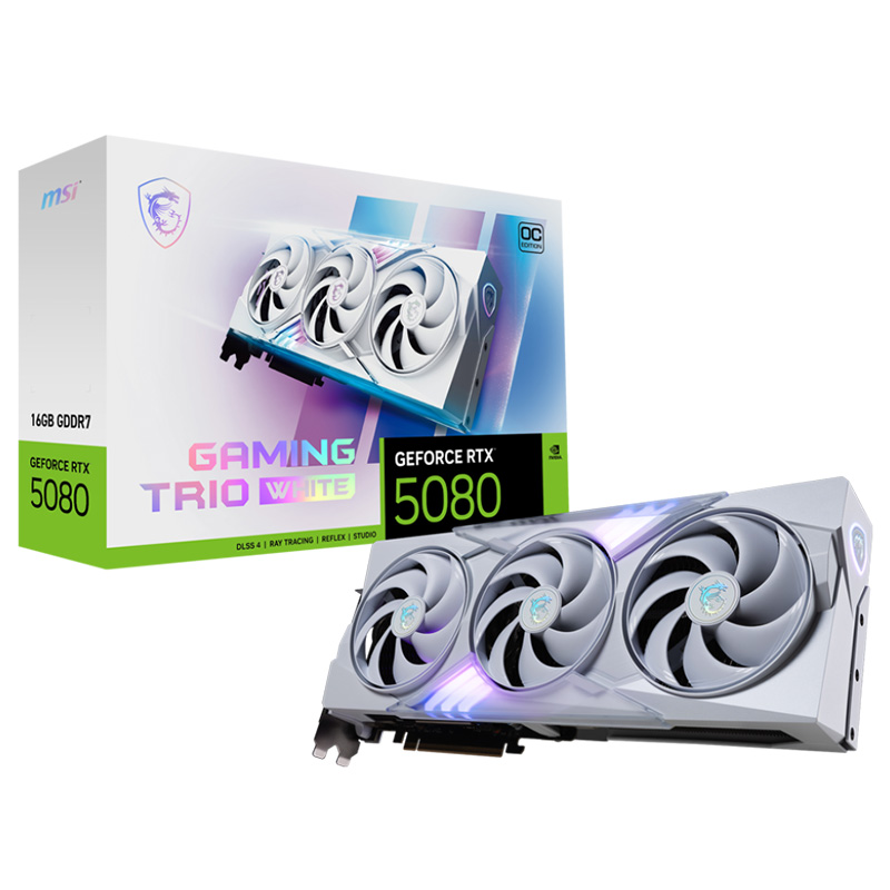 MSI GeForce RTX 5080 Gaming Trio 16G OC White Graphics Card (GeForce RTX 5080 16G GAMING TRIO OC WHITE)