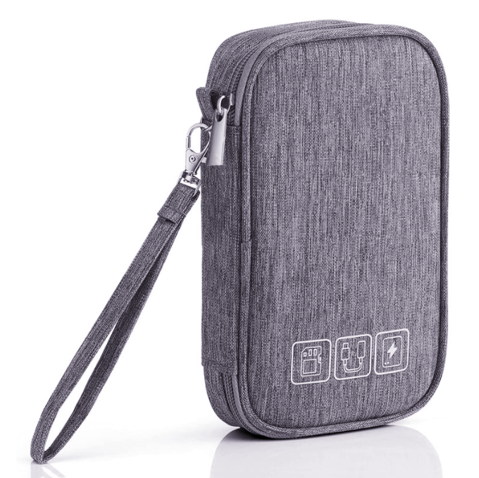 VRORKV mini Electronic Accessories Bag Universal Travel bag for Small Electronics and Cables, Adapter, Battery and More （Grey）