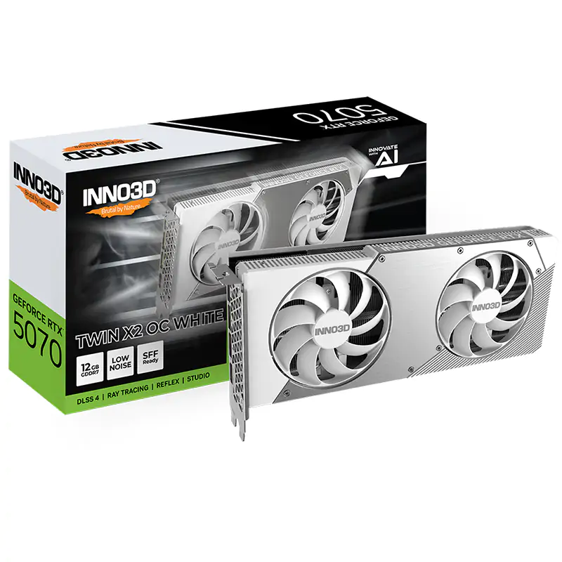 Inno3D GeForce RTX 5070 Twin X2 OC 12G Graphics Card - White (N50702-12D7X-195064W)