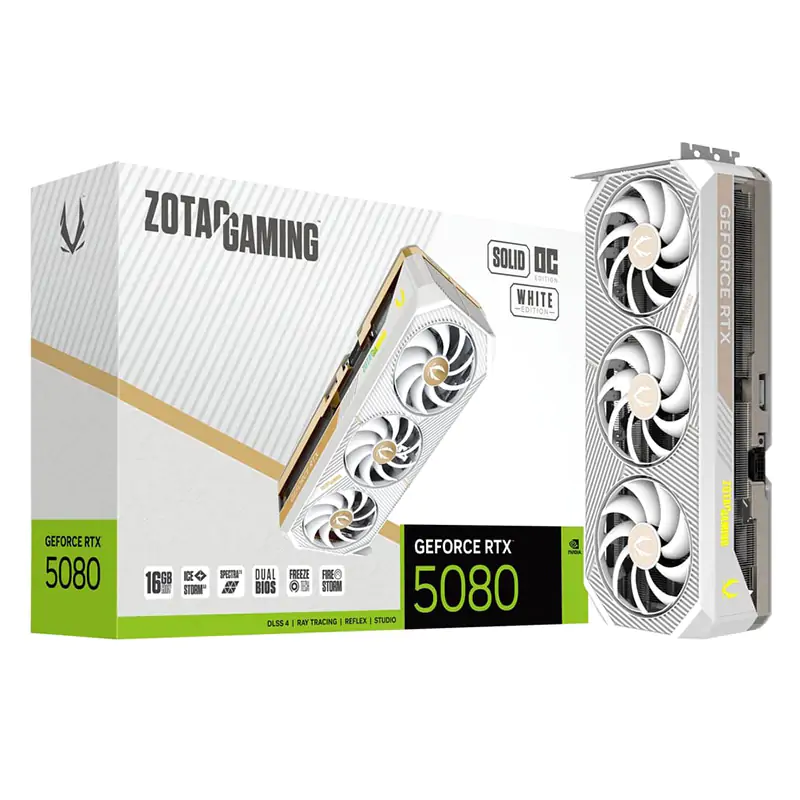 Zotac Gaming GeForce RTX 5080 Solid OC 16GB Graphics Card - White (ZT-B50800Q-10P)