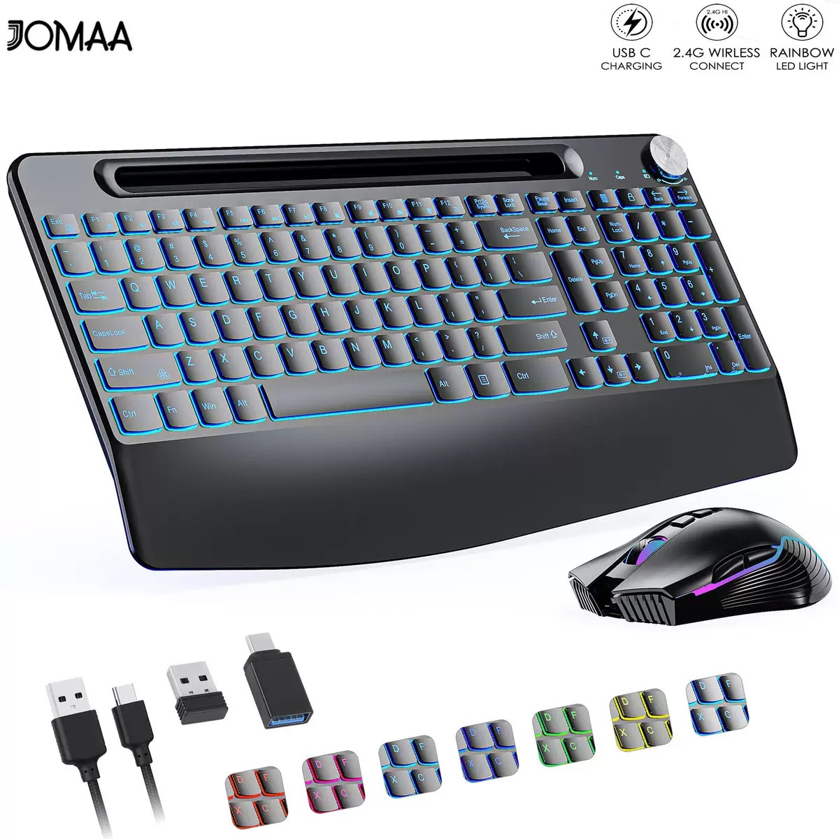 2.4G wireless RGB backlight adjustable keyboard and mouse set mute keyboard and mouse set