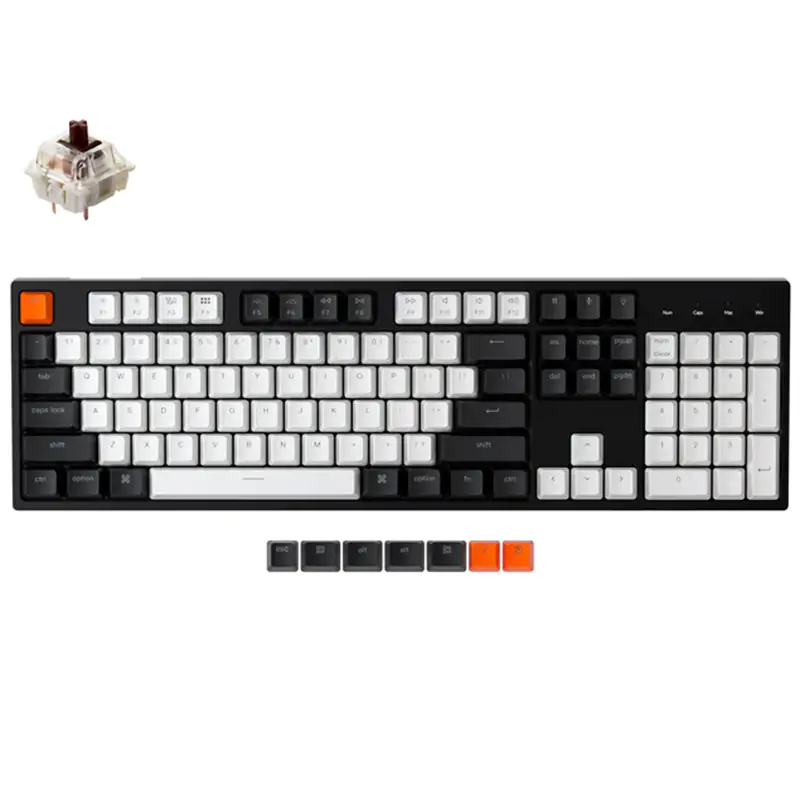 Keychron C2 Full Size Layout 104 Key White Led-Gateron G Pro Mechanical Wired Normal Profile Keyboard - Brown Switch (KBKCC2A3)