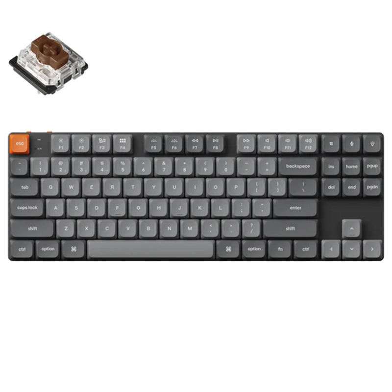 Keychron K1 MAX Low Profile 80% TKL White LED - Gateron MX 2.0 Mechanical Wireless QMK Custom Keyboard Brown Switch (KBKCK1MA3)