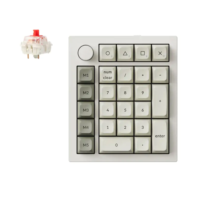 Keychron Q0 Max QMK/VIA Custom Wireless Number Pad Fully Assembled Knob Version White - Gateron Jupiter Red Switches (KBKCQ0MP1)