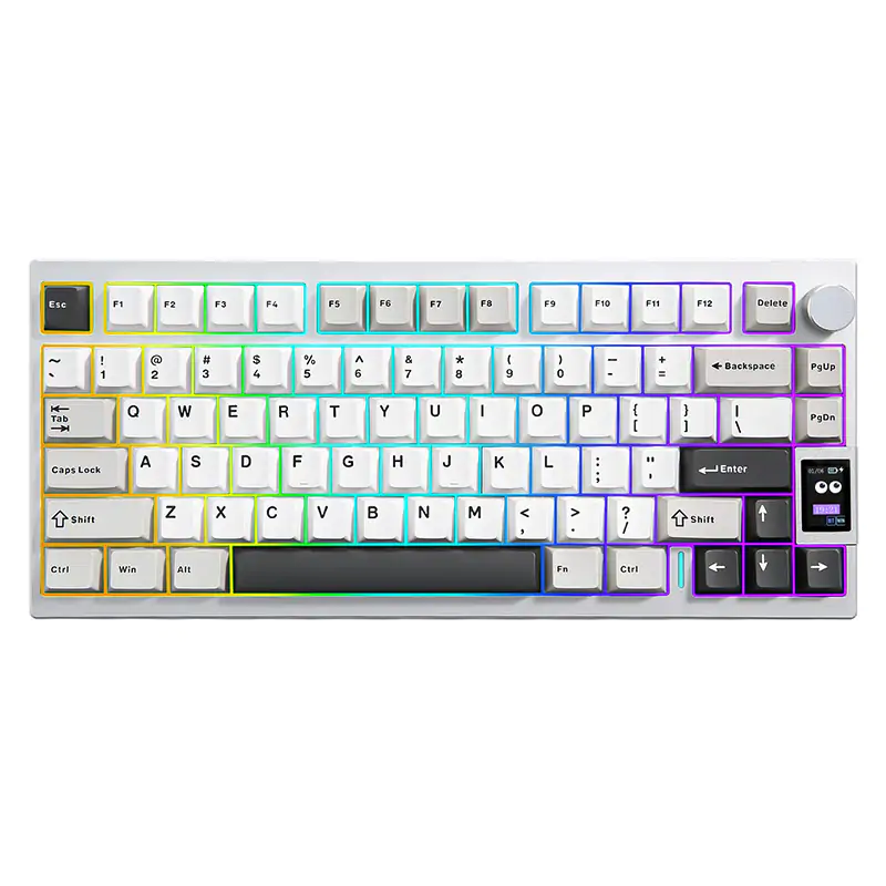 YUNZII AL80 QMK/VIA Hot-Swap Wireless Mechanical Keyboard with LCD Screen Gateron Zero Switch - Silver (KBYZAL80SLGZ)