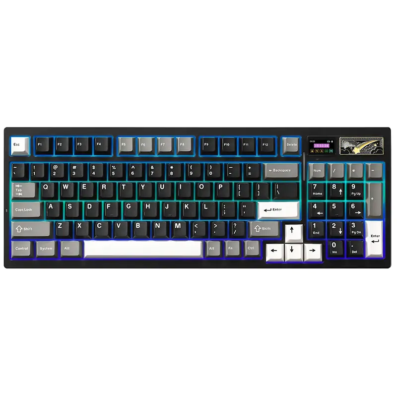 YUNZII IF99 QMK/VIA Full Size Wireless Mechanical Keyboard with LCD Screen Cocoa Cream V2 Switch - Black (KBYZIF99BKCC)