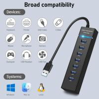 Powerboards-and-Adapters-USB-Hub-3-0-7-Ports-USB-Hub-Splitter-Extender-5Gbps-Data-with-4ft-Cable-for-Laptop-PC-MacBook-Surface-Pro-Windows-Flash-Drive-Mobile-HDD-6