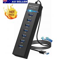 USB Hub 3.0 7-Ports USB Hub Splitter Extender 5Gbps Data with 4ft Cable for Laptop, PC, MacBook, Surface Pro, Windows, Flash Drive, Mobile HDD