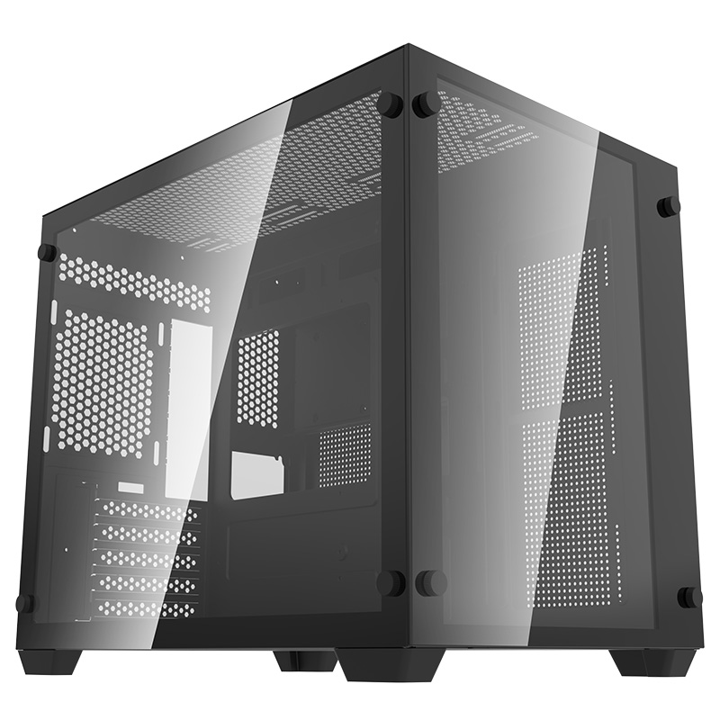 DarkFlash C285 Tempered Glass Micro-ATX Case Black (C285M-Black)