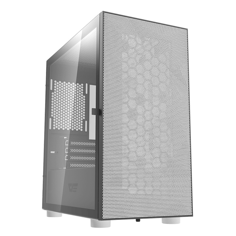 DarkFlash DLM21 Tempered Glass Micro-ATX Case - White (DLM21-White-Mesh)