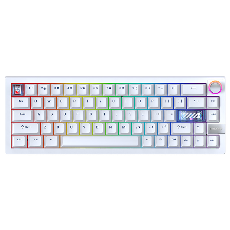Fantech MAXFIT6 65% Hot-Swap QMK/VIA Wireless Mechanical Keyboard with Knob White - Brown Switch (KBFTMK920WHBW)
