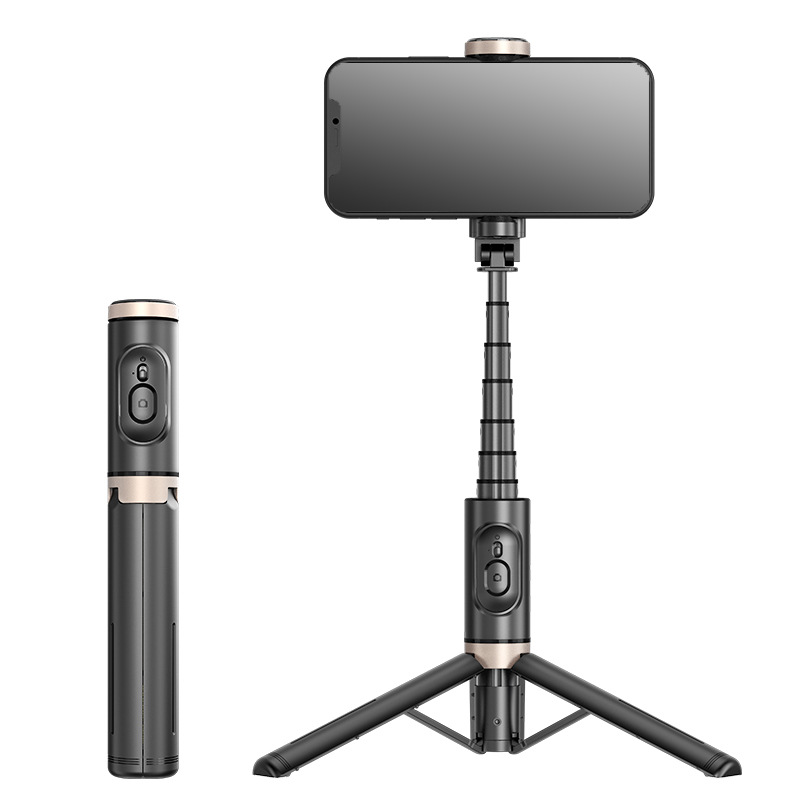 Cell Phone Selfie Stick Tripod, All-in-1 with Wireless Remote, Portable, Lightweight, Extendable Phone Tripod for iPhone/Android (Black)