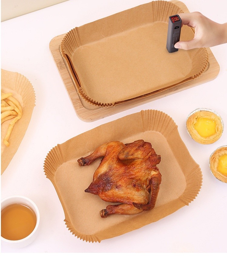100 Pieces of Air Fryer Paper Specifically for Double Pots, Food-Grade Silicone-Oil Paper, Oil-Resistant, Non Stick, and High-Temperature Resistant